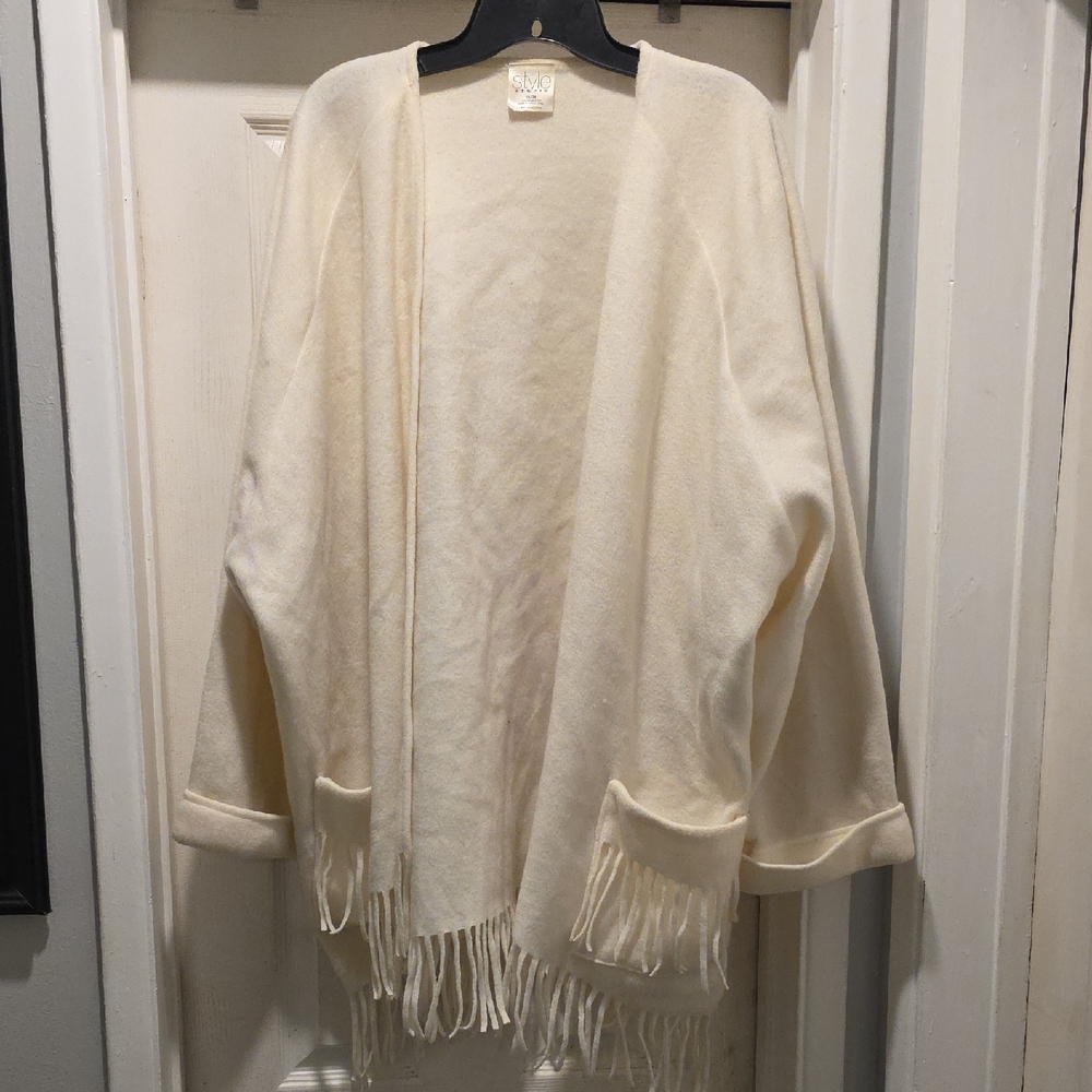 Studio Cream Women's Poncho with Fringe